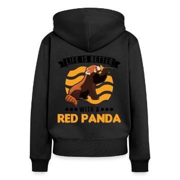 La vie est meilleure avec un panda roux roter panda - Sweat à capuche zippé Premium bio Femme - noir - Dos - Julia (174cm)