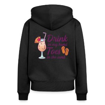 Boire dans mes orteils dans le sable Beach Holiday - Sweat à capuche zippé Premium bio Femme - noir - Dos - Julia (174cm)