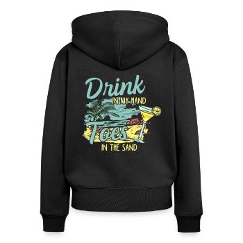 Vacay Mode Sonnenbrille und Ananas für den Urlaub - Frauen Premium Bio Zip Hoodie - Schwarz - Hinten - Julia (174cm)