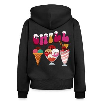Ice Cream Cone Chill - Frauen Premium Bio Zip Hoodie - Schwarz - Hinten - Julia (174cm)