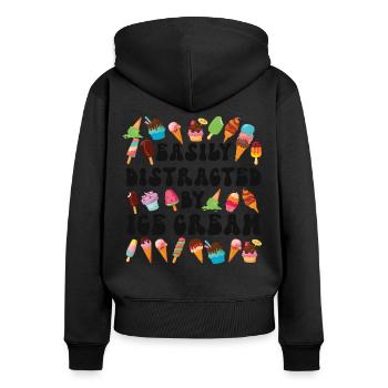 Ice Cream Cone Popsicle Easily - Frauen Premium Bio Zip Hoodie - Schwarz - Hinten - Julia (174cm)