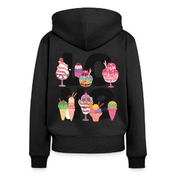 Ice Cream Cone Popsicle Love - Frauen Premium Bio Zip Hoodie - Schwarz - Hinten - Julia (174cm)