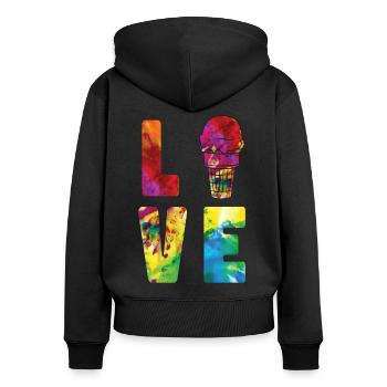 Ice Cream Watercolor Cone Sundae - Frauen Premium Bio Zip Hoodie - Schwarz - Hinten - Julia (174cm)