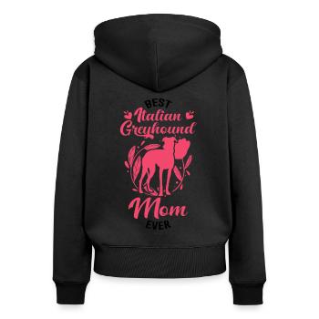 Italian Greyhound Mama - Women's Premium Organic Zip Hoodie - black - Back - Julia (174cm)