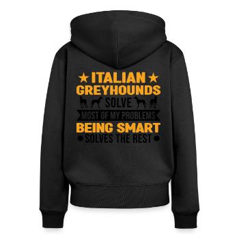 Italienischer Windhund Italienisches Windspiel - Frauen Premium Bio Zip Hoodie - Schwarz - Hinten - Julia (174cm)