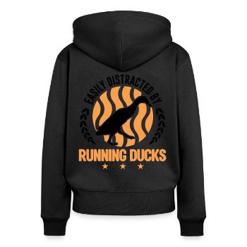 Easily distracted by Running Ducks Laufente - Women's Premium Organic Zip Hoodie - black - Back - Julia (174cm)