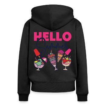 Ice Cream Cone Popsicle Hello - Women's Premium Organic Zip Hoodie - black - Back - Julia (174cm)