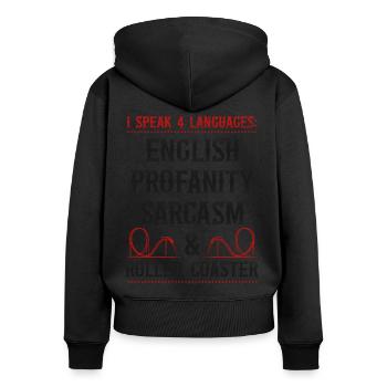 Roller Coaster Vintage I Speak 4 - Women's Premium Organic Zip Hoodie - black - Back - Julia (174cm)