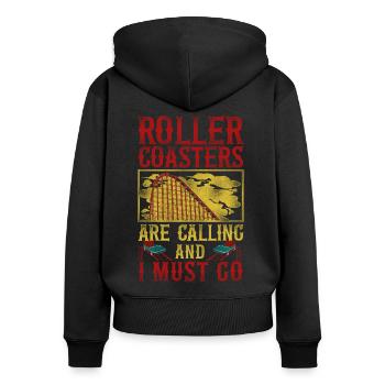 Roller Coaster Vintage Roller - Frauen Premium Bio Zip Hoodie - Schwarz - Hinten - Julia (174cm)