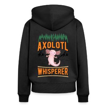 Axolotl Flüsterer Schwanzlurch - Frauen Premium Bio Zip Hoodie - Schwarz - Hinten - Julia (174cm)