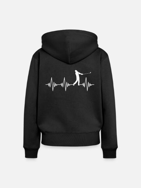 Golf Herzschlag - Frauen Premium Bio Zip Hoodie - Schwarz