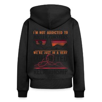 Roller Coaster Vintage Retro I'm - Frauen Premium Bio Zip Hoodie - Schwarz - Hinten - Julia (174cm)