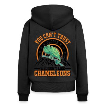 Chameleon Cadeau Caméléon - Sweat à capuche zippé Premium bio Femme - noir - Dos - Julia (174cm)
