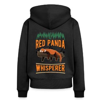 Chuchoteur de panda roux - Sweat à capuche zippé Premium bio Femme - noir - Dos - Julia (174cm)