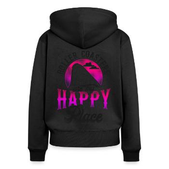 Roller Coaster Vintage Roller - Frauen Premium Bio Zip Hoodie - Schwarz - Hinten - Julia (174cm)