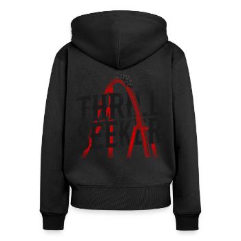 Roller Coaster Vintage Thrill - Frauen Premium Bio Zip Hoodie - Schwarz - Hinten - Julia (174cm)