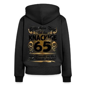 65. Geburtstag Sprüche lustig Frauen - Frauen Premium Bio Zip Hoodie - Schwarz - Hinten - Julia (174cm)