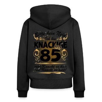 85. Geburtstag Sprüche lustig Frauen - Frauen Premium Bio Zip Hoodie - Schwarz - Hinten - Julia (174cm)