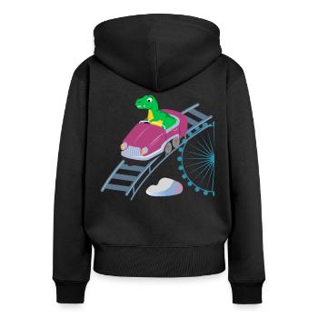 Roller Coaster T Rex Dinosaur - Women's Premium Organic Zip Hoodie - black - Back - Julia (174cm)