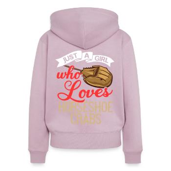 Crabe en fer à cheval Crabe en fer à cheval Crabes des Moluques - Sweat à capuche zippé Premium bio Femme - rose poudré - Dos - Julia (174cm)