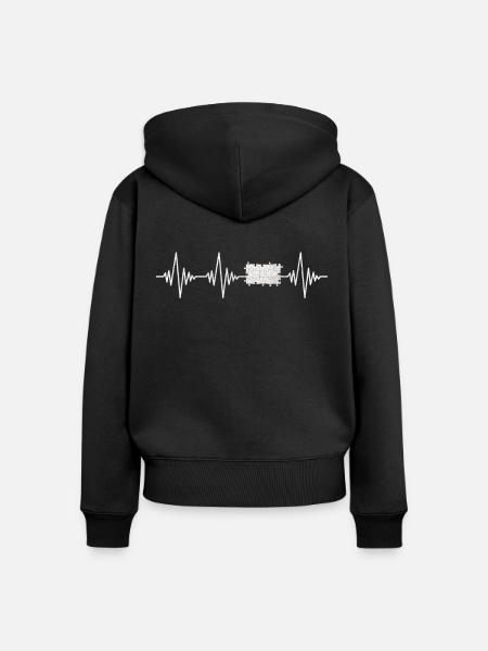 Puzzel Herzschlag - Frauen Premium Bio Zip Hoodie - Schwarz