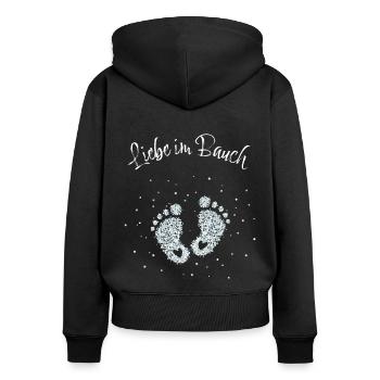 Babybauch Schwangere Mama Mutter Babyparty Baby - Frauen Premium Bio Zip Hoodie - Schwarz - Hinten - Julia (174cm)