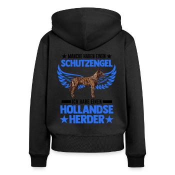Hollandse Herder Schutzengel Herderdshond - Frauen Premium Bio Zip Hoodie - Schwarz - Hinten - Julia (174cm)