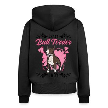 Crazy Bull Terrier dame Bullterrier - Sweat à capuche zippé Premium bio Femme - noir - Dos - Julia (174cm)