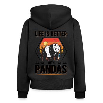 Life is better with Pandas - Women's Premium Organic Zip Hoodie - black - Back - Julia (174cm)