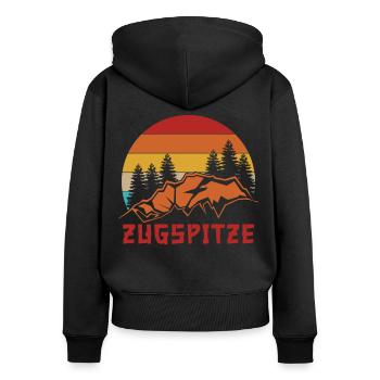 Zugspitze Berge - Frauen Premium Bio Zip Hoodie - Schwarz - Hinten - Julia (174cm)
