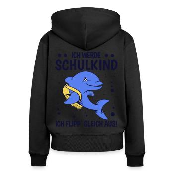 Kinder Schulkind 1. Klasse Erstklässler Schule - Frauen Premium Bio Zip Hoodie - Schwarz - Hinten - Julia (174cm)