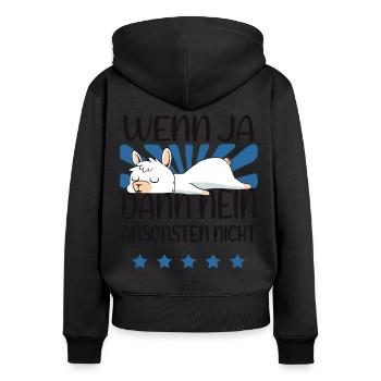 Baby Lama Schlafen Alpaka Schlafanzug Geschenk - Frauen Premium Bio Zip Hoodie - Schwarz - Hinten - Julia (174cm)