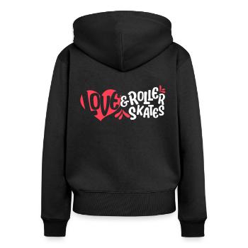 Rollschuhlaufen Liebe & Rollschuhe Rollerskate - Frauen Premium Bio Zip Hoodie - Schwarz - Hinten - Julia (174cm)