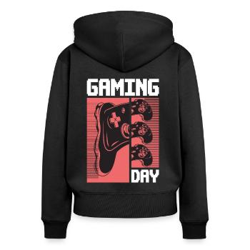 Gaming Day Nerd Spieler Gamer Videospiel - Frauen Premium Bio Zip Hoodie - Schwarz - Hinten - Julia (174cm)