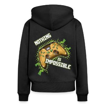 Jeu Rien n’est impossible Jeu vidéo de joueur - Sweat à capuche zippé Premium bio Femme - noir - Dos - Julia (174cm)