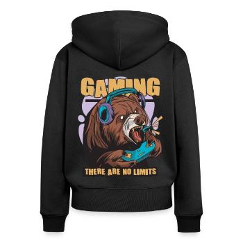 Jeu Il n’y a pas de limites Nerd Gamer Jeu vidéo - Sweat à capuche zippé Premium bio Femme - noir - Dos - Julia (174cm)