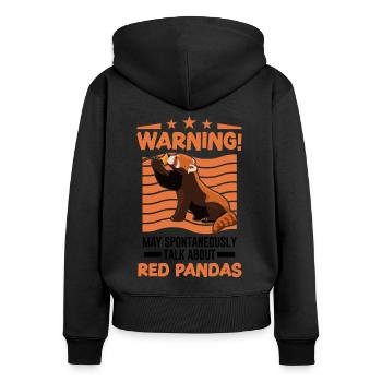 Peut parler spontanément des pandas roux - Sweat à capuche zippé Premium bio Femme - noir - Dos - Julia (174cm)