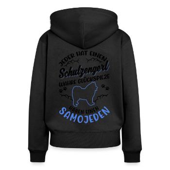Samojede Schutzengel Schlittenhund Samojeden - Frauen Premium Bio Zip Hoodie - Schwarz - Hinten - Julia (174cm)