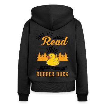 Canard en caoutchouc Cadeau Canard Grinçant Canard Bain Canard - Sweat à capuche zippé Premium bio Femme - noir - Dos - Julia (174cm)