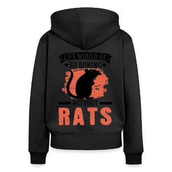 Rat Gift Domestic Rat Rat Owner - Women's Premium Organic Zip Hoodie - black - Back - Julia (174cm)