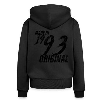 Fait En 1993 Année de naissance 1993 Anniversaire Femmes - Sweat à capuche zippé Premium bio Femme - noir - Dos - Julia (174cm)