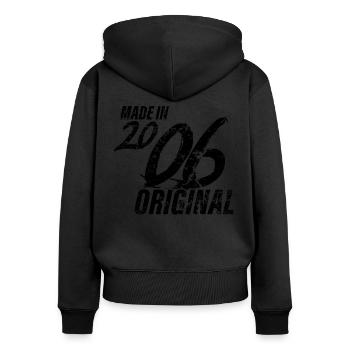 Made In 2006 Geburtsjahr 2006 Geburtstag Damen - Frauen Premium Bio Zip Hoodie - Schwarz - Hinten - Julia (174cm)