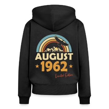 60th birthday born August 1962 - Women's Premium Organic Zip Hoodie - black - Back - Julia (174cm)