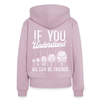 Conducteur de train diesel de marchandises - Sweat à capuche zippé Premium bio Femme - rose poudré - Dos - Julia (174cm)
