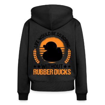 Canard en caoutchouc Cadeau Canard Grinçant Canard Bain Canard - Sweat à capuche zippé Premium bio Femme - noir - Dos - Julia (174cm)