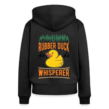 Rubber Duck Whisperer Squeaky Duck Bathing Duck - Women's Premium Organic Zip Hoodie - black - Back - Julia (174cm)