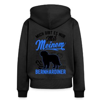 Mich gibt es nur mit meinem Bernhardiner - Frauen Premium Bio Zip Hoodie - Schwarz - Hinten - Julia (174cm)