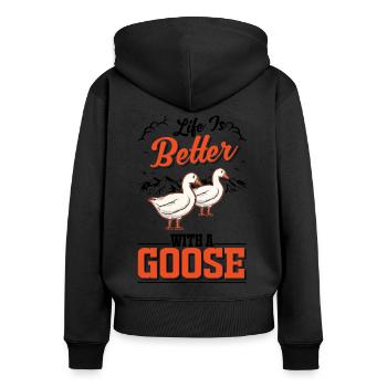 Life is better with a Goose Goose Breeder Goose - Women's Premium Organic Zip Hoodie - black - Back - Julia (174cm)