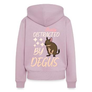 Degu Witz Degus - Frauen Premium Bio Zip Hoodie - Altrosa - Hinten - Julia (174cm)