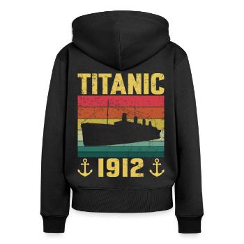 Titanic 1912 Navire de croisière - Sweat à capuche zippé Premium bio Femme - noir - Dos - Julia (174cm)